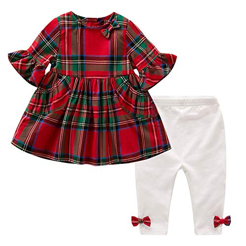 Image of MINIFEIKO Baby Girl Outfits Ruffle Sleeve Tops and Girls Pants 2 Set Infant Girl Clothes