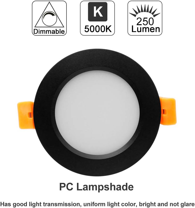 2 Inch LED Recessed Lighting, Dimmable Downlight 3W(35W Halogen Equivalent), CRI80, 5000K Daylight White Ceiling Light with LED Driver(4 Pack)