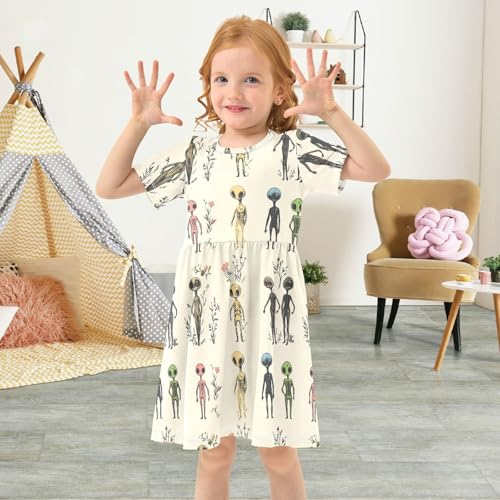 KLL Girls Easter Dress Short Sleeve Ruffle Hem Spring Dresses for Girls'4