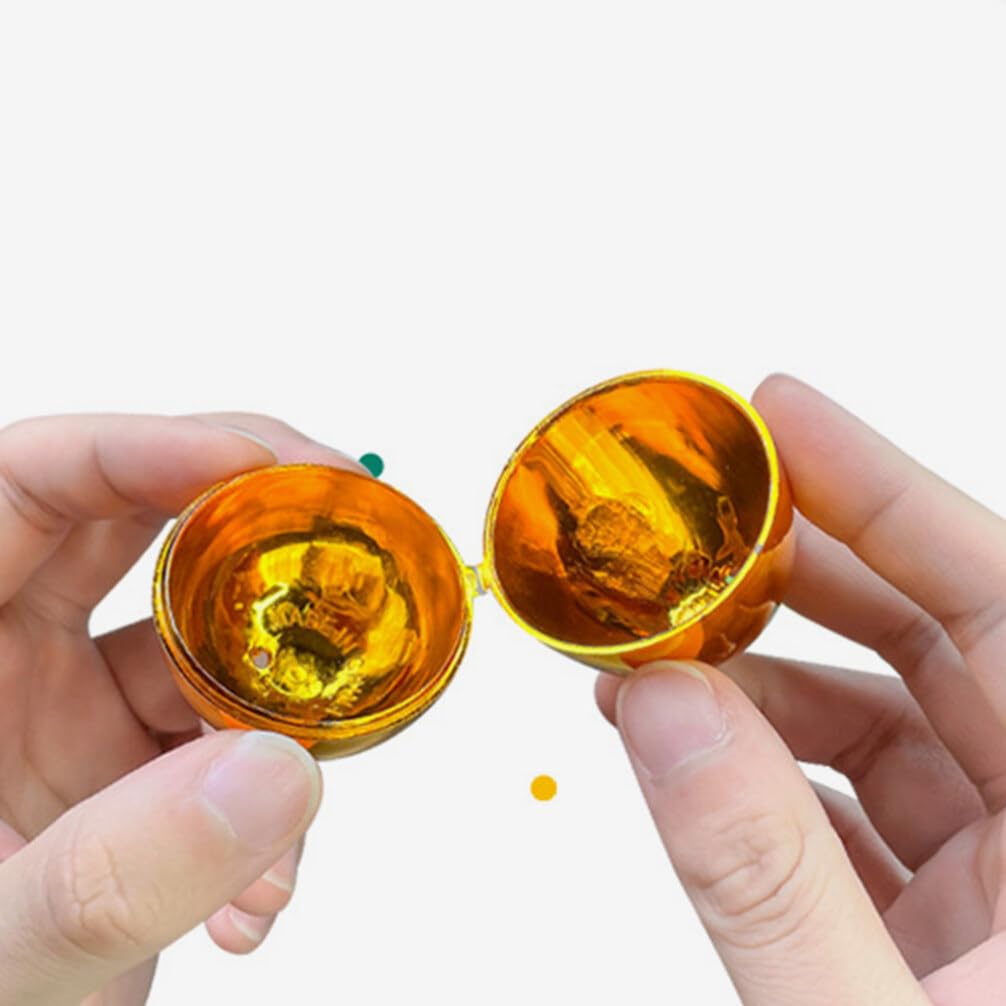 Warmhm 12PCS Metallic Golden Easter Eggs Fillable Shiny Gold Hinged Eggs for Christmas Party New Year Filling Treats Basket Stuffers Surprises Eggs Easter Egg Hunt - Image 4