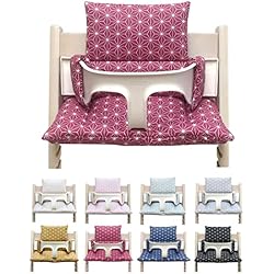 Blausberg Baby - Cojín Set para Stokke Tripp Trapp Trona - materiales certificados por Oeko-Tex Standard 100 - Happy Star Cranberry Rojo