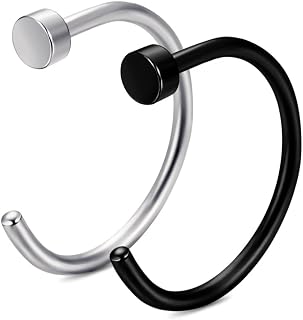 18G-20G 2PCS Stainless Steel Body Jewelry Piercing Nose Ring Hoop for Women