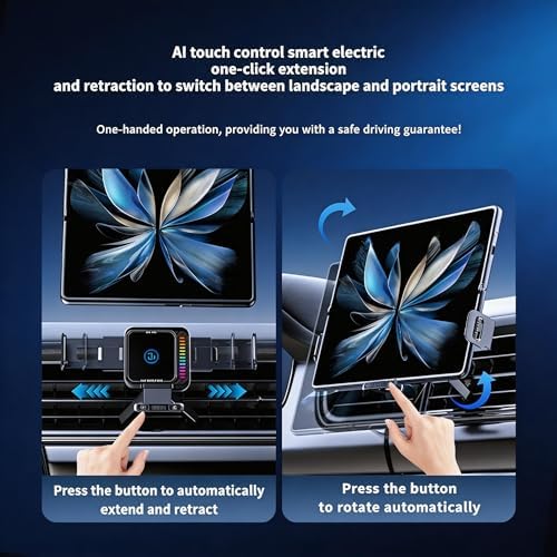 UWDFH Wireless Car Charger, 15W Wireless Charging & 66W Type-C Fast Charging, Car Phone Holder Mount for iPhone 17/16/15/14/13, iPads, Samsung Galaxy Z Fold/Flip, S25/S24/S23, Google Phone — view 4
