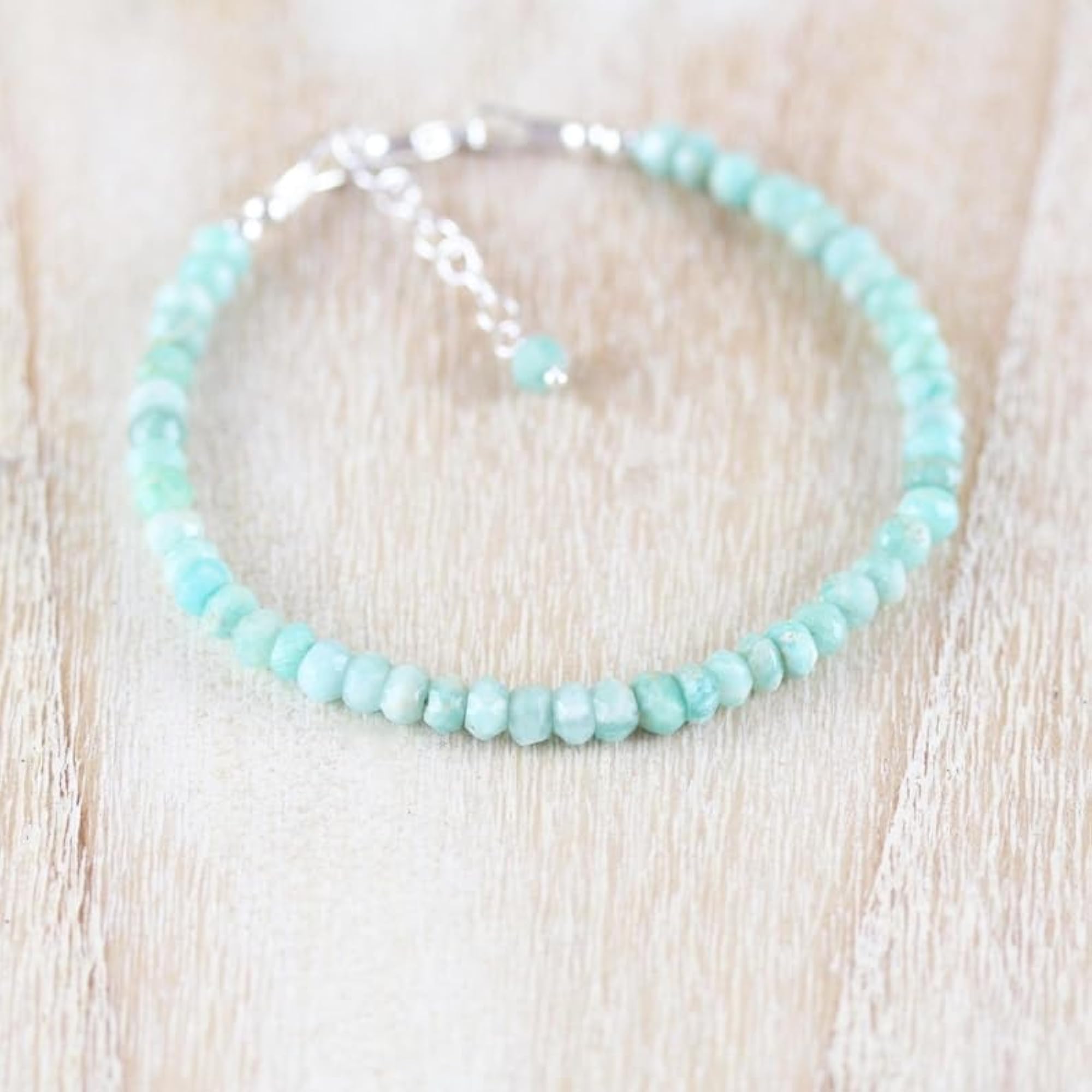 Amazonite Healing Bracelet, Silver Plated Clasp