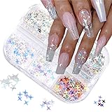 Holographic Nail Art Sequins Glitter Nail Art Supplies 3D Laser Silver Nail Sequins Star Round Powde