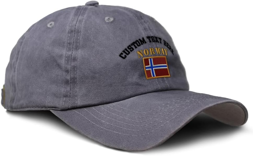 Custom Soft Baseball Cap Embroidered Dad Hat Norway Flag Embroidery Vintage Hats Washed Baseball Cap Cotton