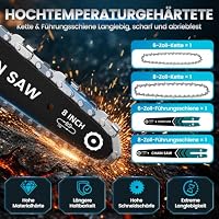 Mini Akku Kettensäge 8 & 6 Zoll mit Akkus 2x4Ah, Bürstenloser Motor,1000W 45° Schwenkbare Elektro Kettensäge Kompatibel mit Makita 18V Akku, Handkettensäge Akku für Gartenscheren Äste & Holzschneiden – Ansicht 5