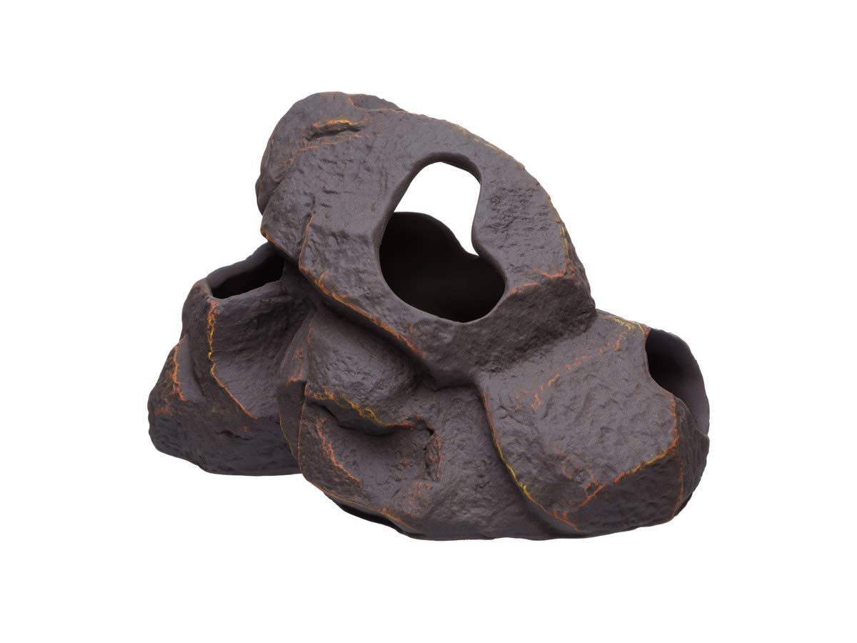 Plecoceramics Aquarium-Dekoration aus Keramik, Höhle, Betta-Stein, Dekoration für Aquarien, Versteck für die Zucht von Buntbarschen, Plecos, Betta-Spielzeug, Versteck (Magma-Stein)