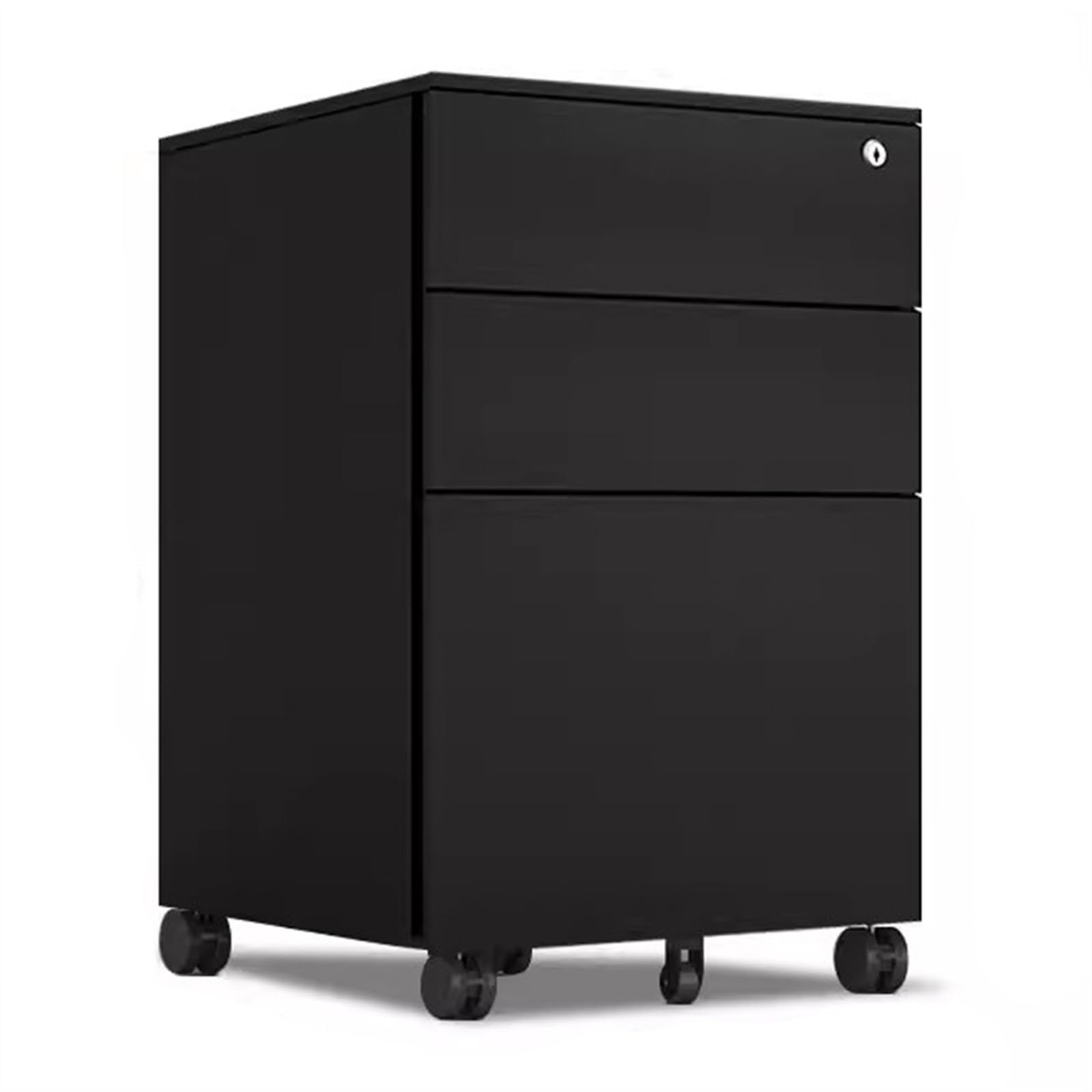 SaryEdge Vertical Metal Filing Cabinet with 3 Lockable Drawers White Mobile File Storage for Home Office Secu,Black-39x45x60cm