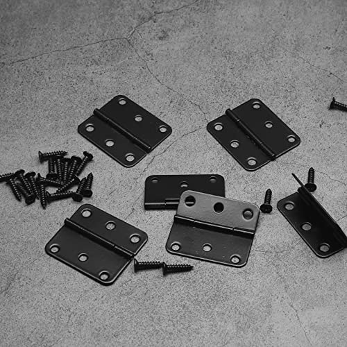 Auvotuis 24Pcs 1-1/2 Inch Length Black Metal Butt Hinges, Flat Small Door Hinge Asymmetric Folding Cabinet Butt Hinge With Screws For Closet (1.5 X 1.3Inch) #TOP4