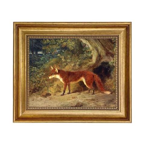 Schooner Bay Co. - Fox and Feathers 8 x 10” Oil Painting Print on Canvas Gold Frame Home Wall Art Décor Equestrian Horse Fox Hunting Sporting Ready To Hang Cover