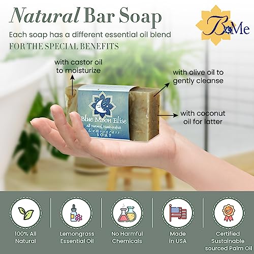 Bluemoonelise Lemongrass All Natural Bar Soap For Men And Women, Made With Organic Ingredients, Handmade In The Usa, Moisturizing And Therapeutic For Face/Body, Soap Bar For Sensitive Skin #TOP2