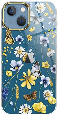 luolnh Compatible with iPhone 13 Case with Flower,for Girly Women,Shockproof Clear Floral Pattern Hard Back Cover for iPhone 13 6.1 inch 2021-Wildflowers
