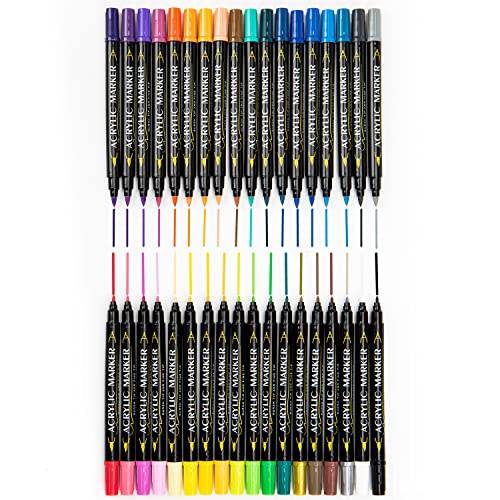 CeleMoon 36 Colors Acrylic Paint Pens, Dual Tip Painting Markers Set with Fine & Brush Tips for Wood, Easter Egg, Canvas, Stone, Rock Painting, Glass, Ceramic Surfaces, DIY Crafts Making Art Supplies - Thumbnail 6