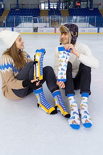 Foto von Rainbow Socks - Damen Herren Schlittschuhe Eishockey Socken Box - Novelty Geschenk für Eislauffans - 2 Paar - Größen EU 36-40