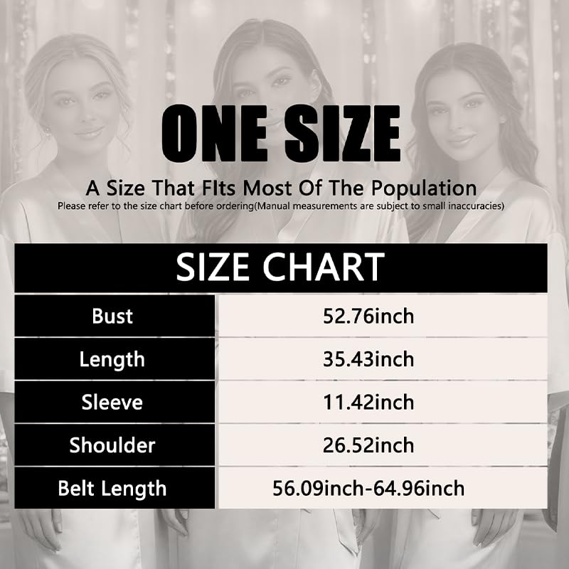 Image of Women's Bride Bridesmaid Robes Short Satin One Size Silver Rhinestones Wedding Party Getting Ready Sleepwear