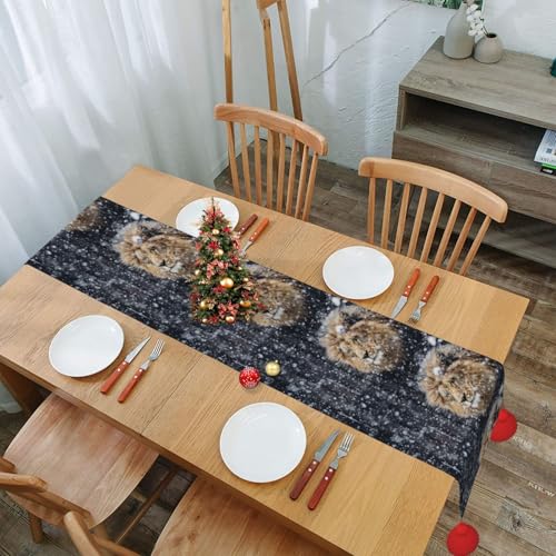 Chemin de table antidérapant lion d'hiver pour protéger la table - 8
