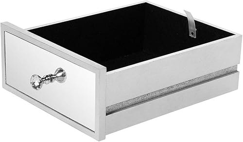 Miniatura 10 de Bonnlo Mesita de noche con espejo, mesita de noche pequeña y moderna con cajón para dormitorio, sala de estar, color plateado