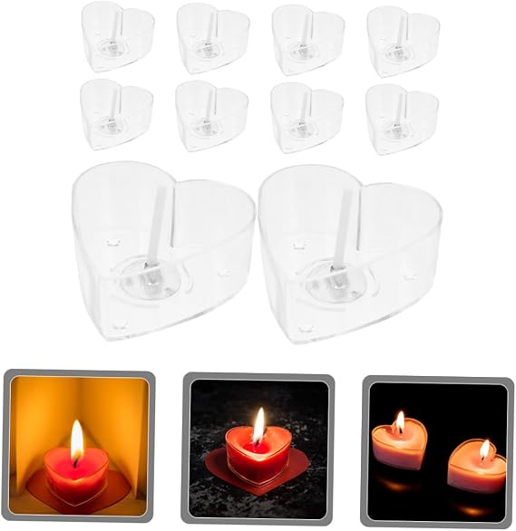 Gogogmee Heart Shape Candle Container with Wick, Aluminium Shell and Plastic Holder, Easy Dispensing and Convenient to Carry, for Christmas and Holiday Candle Making