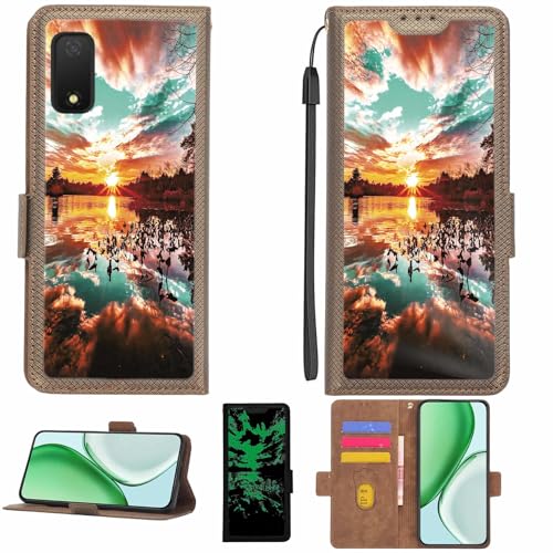 Aroepurt Case Compatible for Mobiwire Smart E25 Phone Case Flip Cover [with Tempered Glass Screen Protector][RFID Blocking][Luminous Effect] LPT-FJ