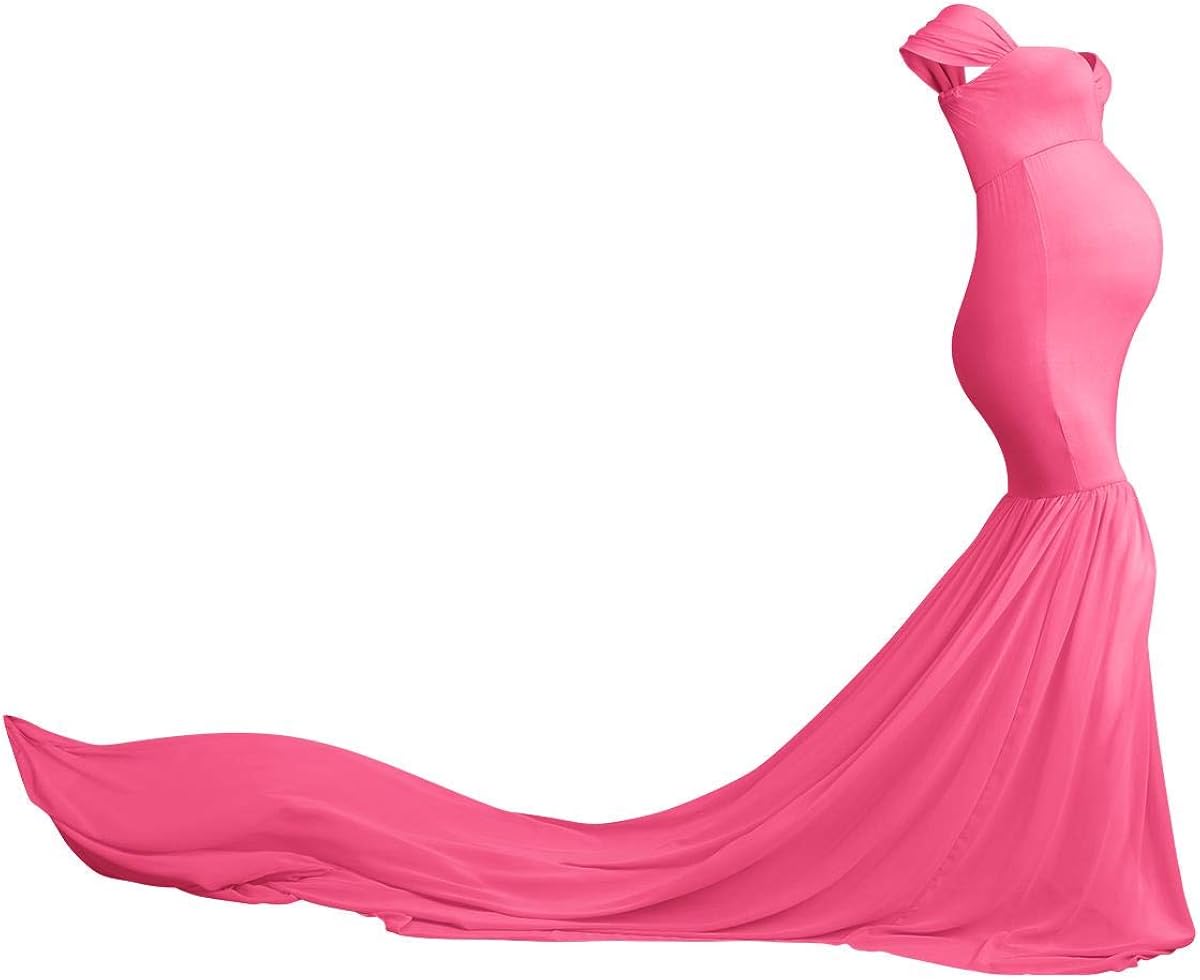 Maternity Dress for Photoshoot Plus Size Women Pregnant Off The Shoulder Mermaid Chiffon Slim Fit Wedding Special Occasion Cocktail Formal Maxi Long Gown Baby Shower Photo Props Hot Pink One Size at  Women’s Clothing store