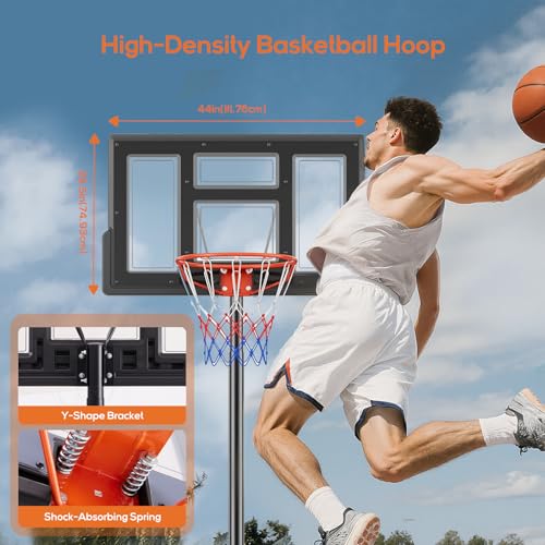 Aidoly Portable Basketball Hoop Outdoor, Adjustable Basketball Hoops Goal System Shatterproof Backboard, Shock Absorbent Rim, Fillable Base for Swimming Pool/Backyard/Driveway