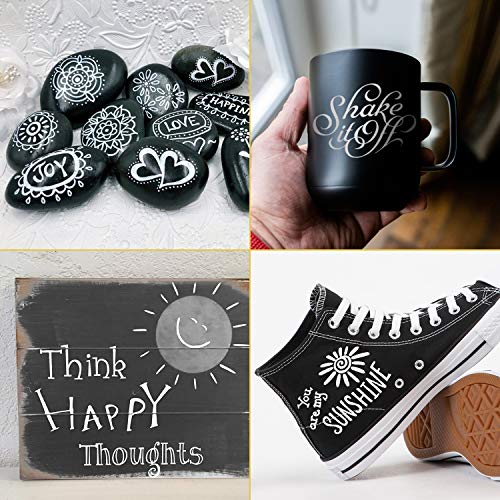 White Paint Pen For Art - 8Pack Acrylic White Paint Marker For Rock Painting, Stone, Wood, Canvas, Glass, Metal, Metallic, Ceramic, Tire, Graffiti, Paper, Drawing, Highlight Water-Based Paint Sets #TOP6