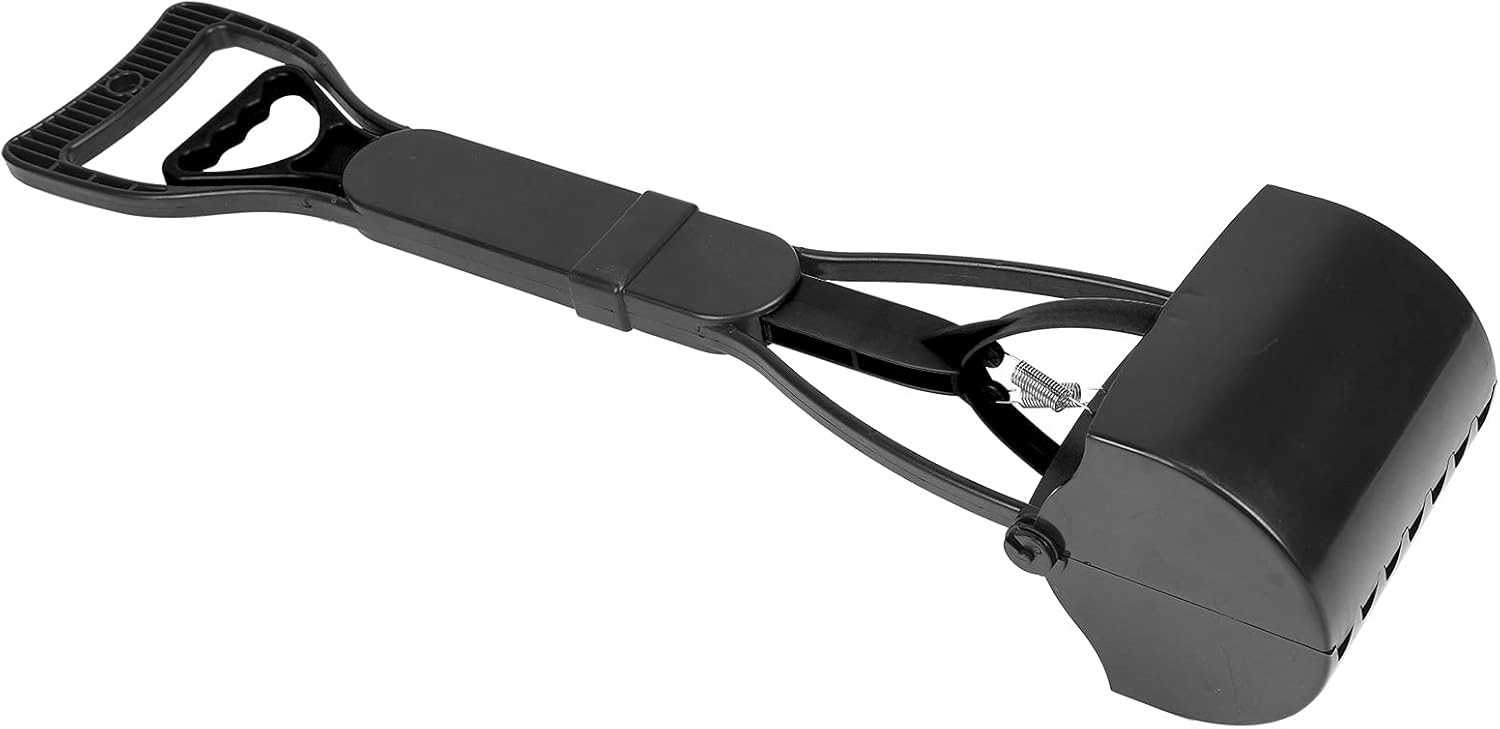 GOTOTOP Pet Pooper Long Handle Jaw Poop Scoop Pick Up Dog Cat Pet Waste Picker, Easy to Clean Scooper for Indoor & Outdoor Use 23.7x5.2x4.9in (All Black)