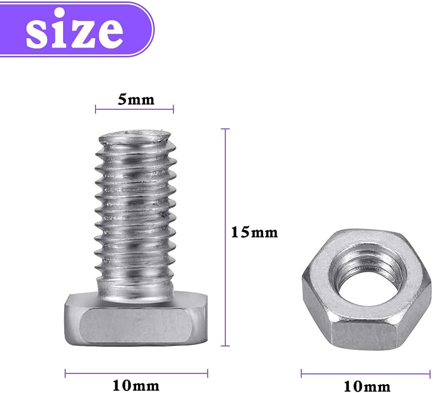 XCOZU 50 Pcs Nuts and Bolts Set, Greenhouse Accessories Parts, Square Head Aluminium Glasshouse Fasteners - Image 3