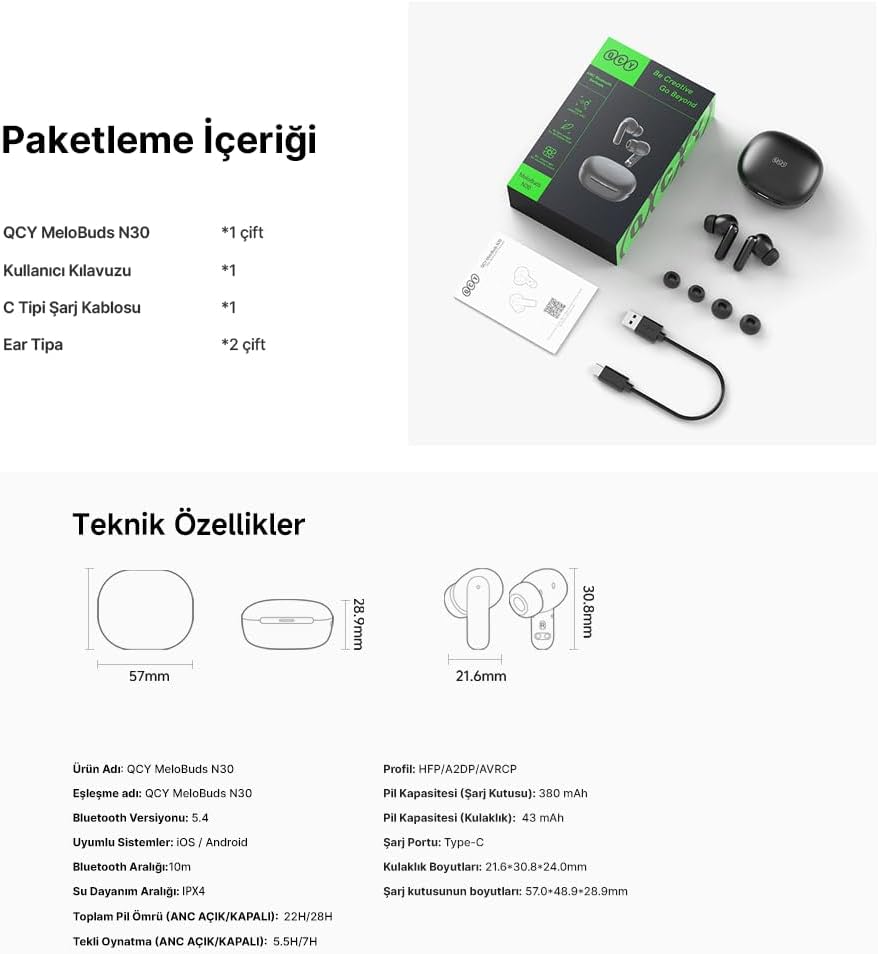 QCY MeloBuds N30 earbuds placed inside their charging case