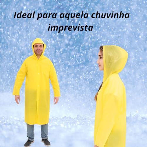 Capa de Chuva PVC - Impermeável Amarela - Com Capuz