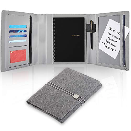 Ooku Trifold A5 Travelers Notebook Cover Compatible With Rocketbook Fusion Executive Size, Smart Reusable Notebook, Panda Planner, Wave, Everlast | 6" X 8.8" Journal Cover With Pen Loop, Business Card Organizer #TOP8