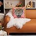 Tiger Floral Velvet Decorative Throw Pillow Cover 18x18 In Pink Pillow Covers Flower Animal Print Tiger Cushion Cover with Tassels Modern Decor Square Pillowcase for Sofa Couch Bedroom Living Room
