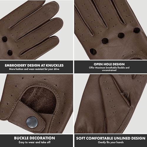 Image of M&H Since 1978 Driving Gloves for Men - Mens Leather Car Gloves