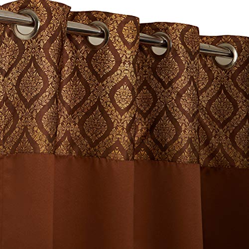 Image of Swayam 100% Blackout Polyester Long Door Curtain for Living Room & Bedroom | 9 Feet | Room Darkening Curtain with Eyelets | Pack of 2 | Solid Design - Brown