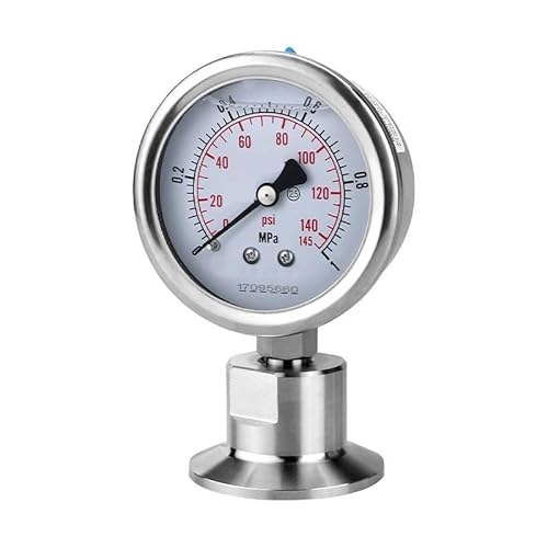 Kxjsyl Tool 64Mm 1Pc Manometer Bar/Psi 1.5 Inch (50.5Mm) 2Inch (64Mm) Tri Clamp Diaphragm Pressure Gauge Ss304 Stainless Steel Body Ss316 Diaphragm(0-0.4Mpa,)