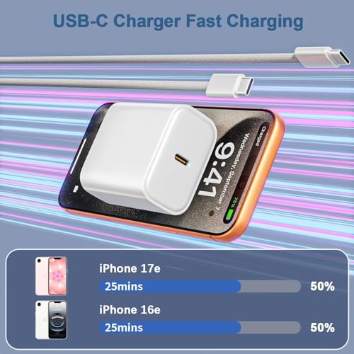 Image of iPhone 17 16 Charger,USB C Wall Charger Block Chargers Fast Charging with 10FT USBC to C Woven Cable for iPhone 17e /17 /17 Pro /17 Pro Max /17 Air /iPhone 16 /16 Plus /16 Pro Max /16e /15 /15Pro,iPad Pro