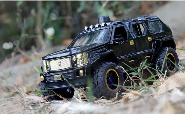 Image of 1 /24 Big G Patton Toy Car Metal Pull Back Diecast Car with Openable Door and Sound Light, Gifts Toys for Kids (Black)