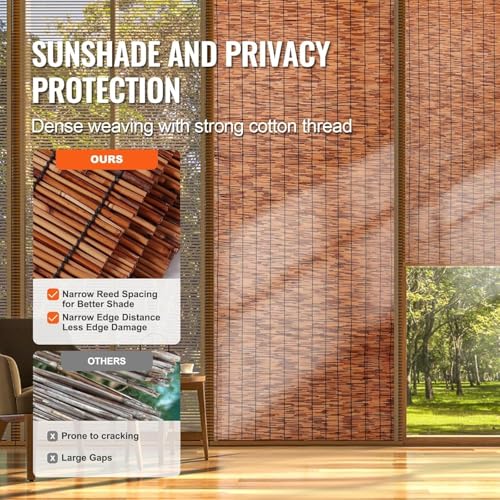 Bamboo Reed Fencing, Light Russet Bamboo Screens Outdoor for Patio, Decorative Balcony Privacy Screen Reed Fence Rolls Curtains for Garden Backyard(2 x 6.6 FT) — view 5