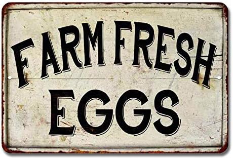 Chico Creek SignsFarm Fresh Eggs Sign Vintage Sweet Farmhouse Signs Decor Chicken Coop Decorations Barnyard Egg For Sale Hen House Rustic Accessories Tin Wall 16 x 24 Matte Finish Metal 116240020091