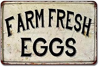 Chico Creek Signs Farm Fresh Eggs Sign Vintage Sweet Farmhouse Signs Decor Chicken Coop Decorations Barnyard Egg For Sale Hen House Rustic Accessories Tin Wall 12 x 18 Matte Finish Metal 112180020091