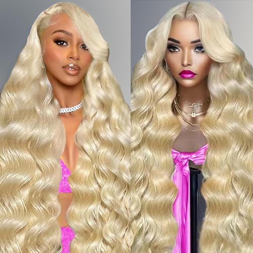 WAQI 22 Inch 613 13x6 Lace Front Wig Human Hair 200 Density Blonde Wig Body Wave Lace Front Wigs Human Hair Pre Plucked 613 Human Hair Wig 13x6 Wigs For Women Body Wave Human Hair Wig