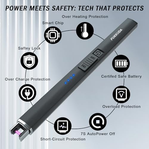 FUKKUDA 전기 캔들 라이터, 충전식 USB 아크 라이터, 양초, 벽난로, 캠핑 바베큐, 크리스마스 스타킹 스터퍼, 생일, 발렌타인 데이 및 부활절 선물 여성 남성용 (옵시디언 블랙) — 사진 4