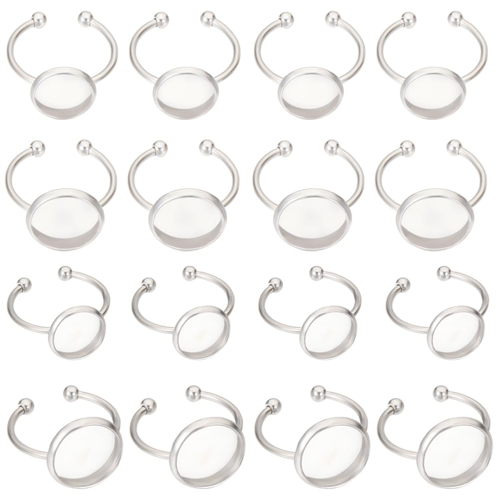 Lot De 20 Anneaux De Doigt Réglables En Laiton - Griffe Coussin, Plateau 10 Mm