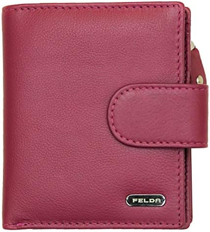 Felda RFID Small Womens Purse  Compact Ladies Wallet, Genuine Leather Ladies Purse - Credit Card Holder 10 Card Slot, Large Leather Purse and Gift Box