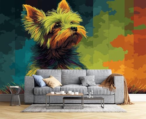 Papier peint graffiti animalier Yorkshire pour salon chaleureux