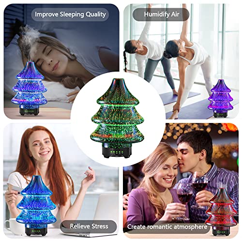 Bheadcat Essential Oil Diffuser, 100Ml Diffusers For Essential Oils, Christmas Tree Oil Diffusers With 4 Timer, 7 Ambient Light, Waterless Auto Off Settings Ultrasonic Diffuser For Home Office Spa #TOP3