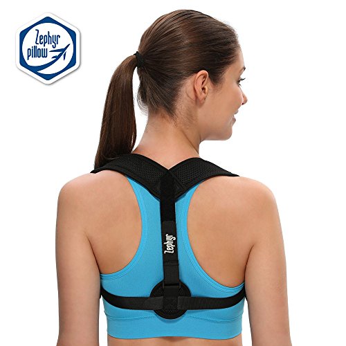 Zephyr Posture Corrector Back Brace, Provides Comfortable Anatomic Upper Back and Shoulder Support, Helps Correct Slouching, for Men and Women, Universal Size, Easy Adjustment, Black