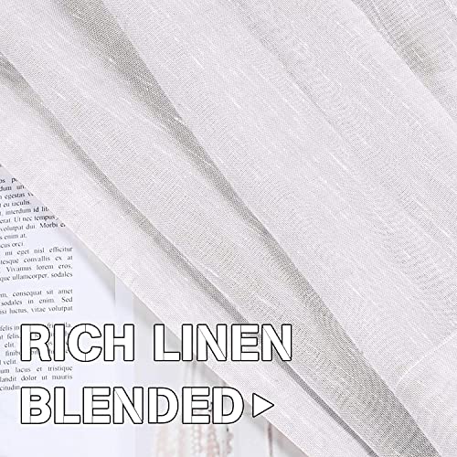 H.versailtex Window Treatments Linen Curtain Panels Open Weave White - Natural Linen Blended Sheer Curtains With Nickel Grommet For Living Room, Privacy Assured (52 By 96 Inch, Set Of 2) #TOP4