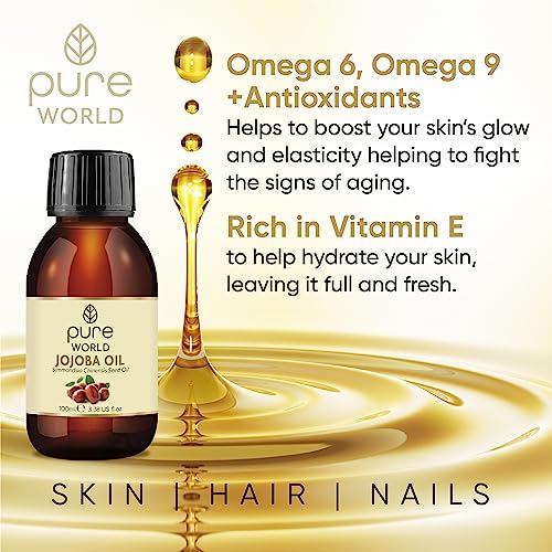 Pure World Natural Jojoba Oil 100% Pure and Undiluted 100ml. Cold and Freshly Pressed Premium Quality Jojoba Oil – Skin, Nails, Body and Face, - Image 3